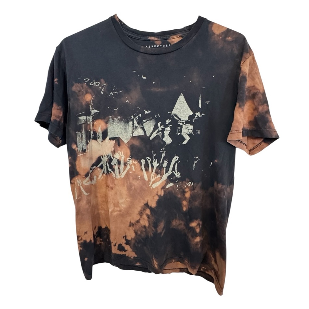 Vintage Structure Rock Concert Black and Brown Toe Dye 90s Men's M T-Shirt MINTY